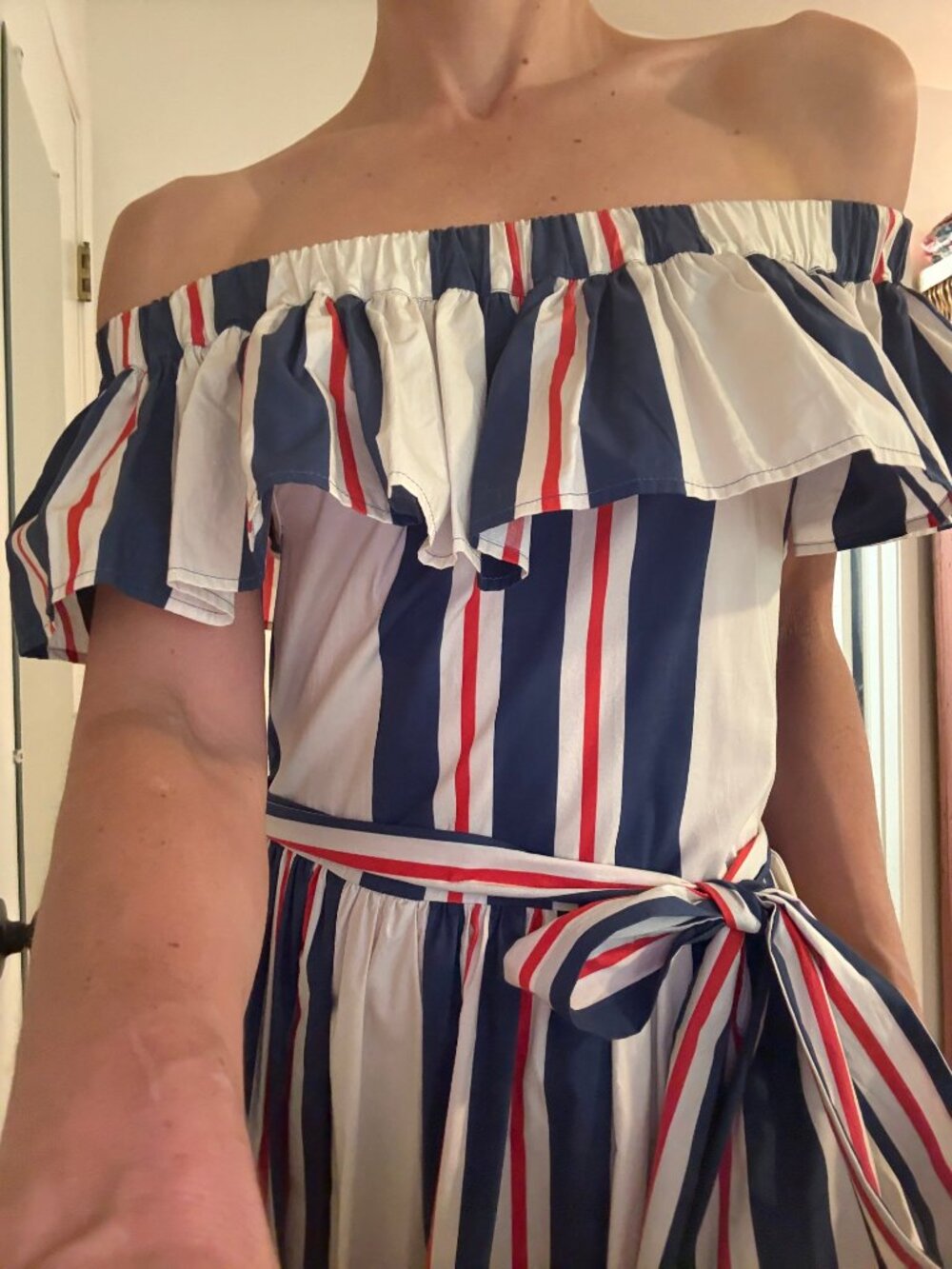 La Double J Blue Yacht Off-the-shoulder Tiered Maxi Dress. NWT - Picture 3 of 10